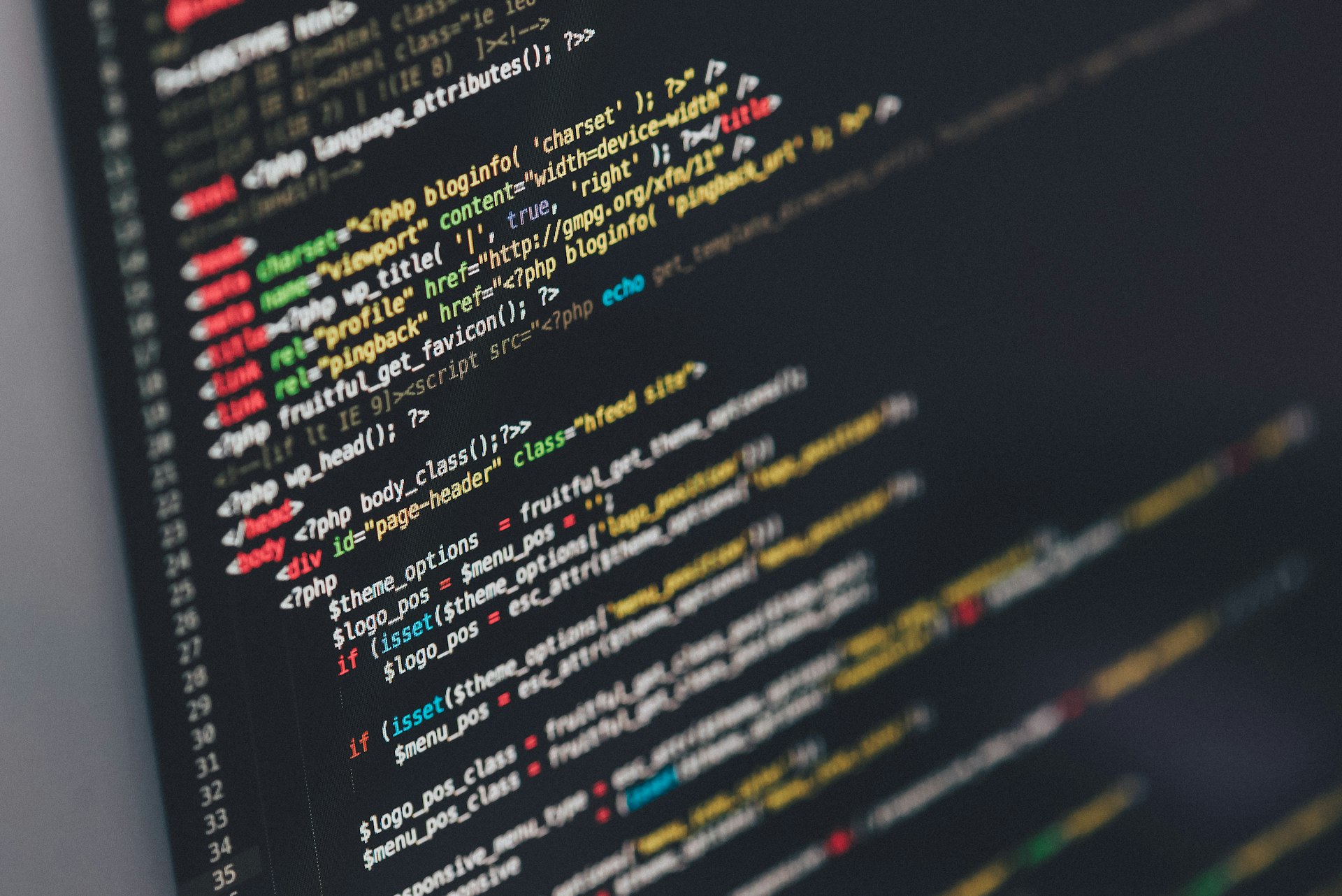 Code on a screen